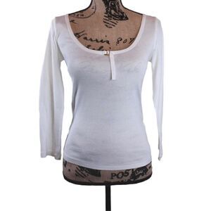 Ralph Lauren Black Label Scoop Neck Long Sleeve Top in White Size Large